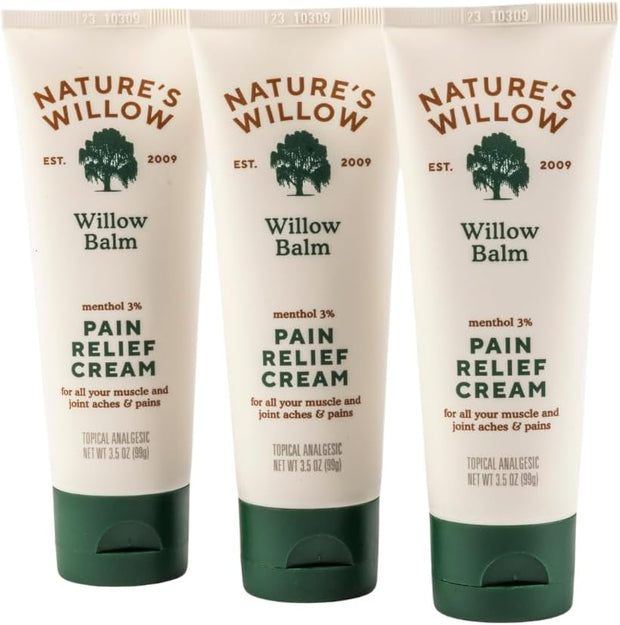 Nature's Willow Willow Balm Natural Pain Relief Cream for Muscles & Joints | Fast-Acting with Willow Bark & Menthol | Free from Artificial Fragrances & Dyes | 1-Pack | 3.5 fl oz
