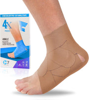 M7 Sport Kinesiology Ankle Tape for Ankle Sprain and Injury Recovery, Kt Tape for Ankle, Pain Relief Therapeutic Tape, Plantar Fasciitis, Waterproof, Eases Swelling (Beige, 4-Pack)