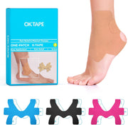 OK TAPE Precut Kinesiology Ankle Tape, 10 Pcs, Pain Relief, Prevent Ankle Sprain, Provide Support for Ankle Ligament, Elastic Athletic Tape, Breathable K Tape for Daily use - Black