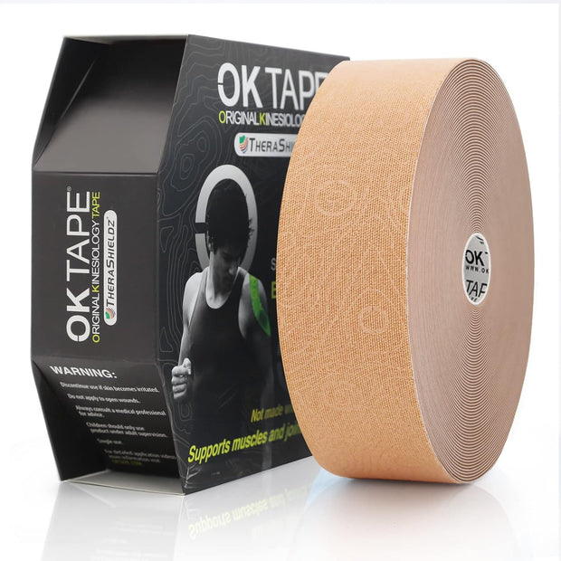 (2in X 103 Feet) OK TAPE PRO Bulk Kinesiology Tape, Original Elastic Latex Free Kinesiology Therapeutic Tape, Free Cut Printed