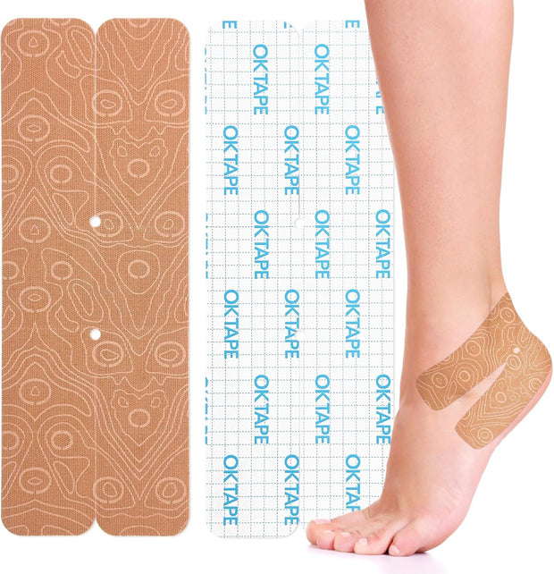 OK TAPE Kinesiology Tape for Ankle - 10 Precut Strips | Professional-Grade Water-Resistant & Breathable Ankle Tape for Sports Injury Recovery, Support, 10pcs, Pink