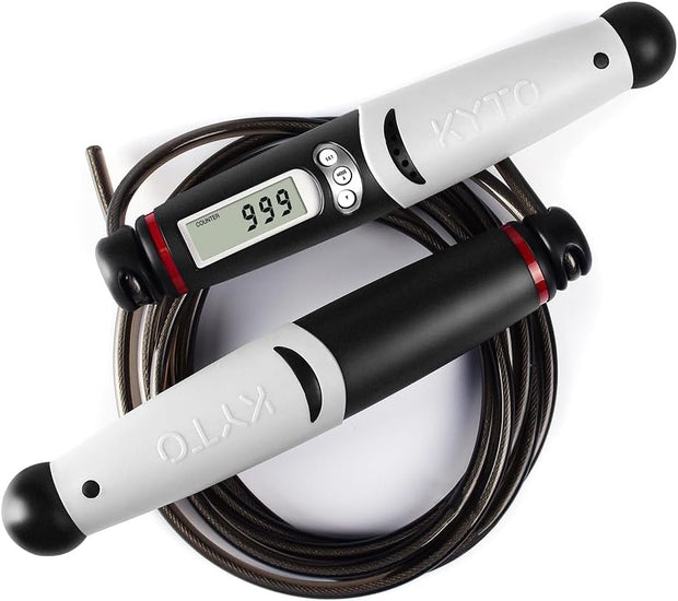 KYTO Smart Jump Rope, High Speed Jump Rope with Counter, Workout Jumping Rope with Steel Ball Bearings, Adjustable Length Speed Skipping Rope, Skipping Rope with App, Fitness Gifts for Adults, Kids