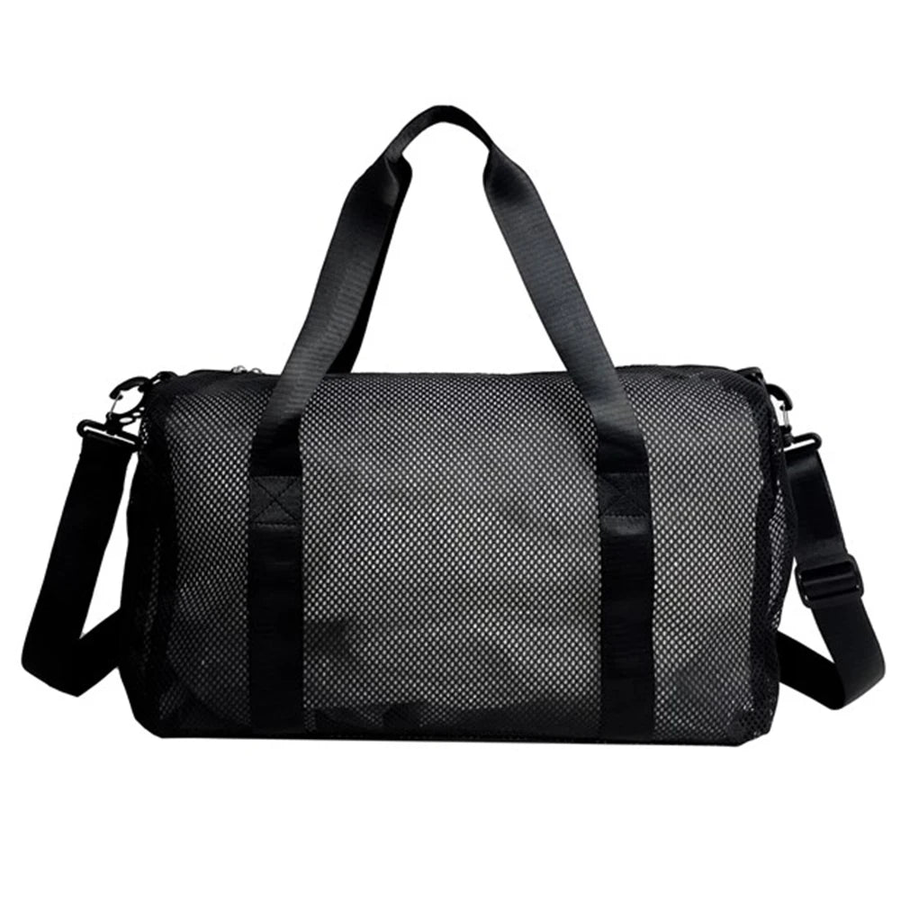 Mesh Travel Duffle Bag Luggage Bag with Shoe Compartment Fitness Messenger Bag Dry Wet Separation Large Capacity for Yoga Sports