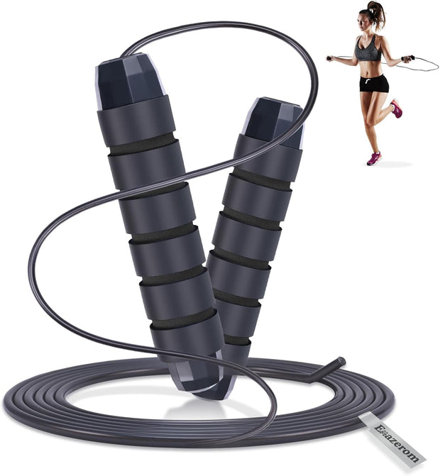 Jump Rope for Women Men Kids, Adjustable Skipping Rope with Ball Bearings, Professional Jumping Rope with Foam Handles, Tangle-Free Rapid Speed Jump Ropes for Fitness Workout Boxing Exercise