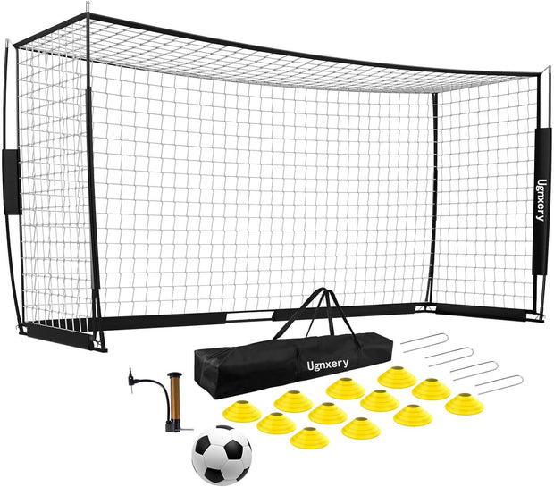Portable Soccer Goal, Detachable 12x6 FT Soccer Goals Net for Backyard, Quick Setup Training Equipment with 1 Carry Bag, 1 Football, 12 Training Cones