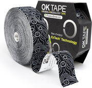 OK TAPE Kinesiology Tape Bulk 103Feet, Pro Adhesive, Water-Resistant k Tape, Elastic Athletic Tape, Latex Free, Uncut, Black