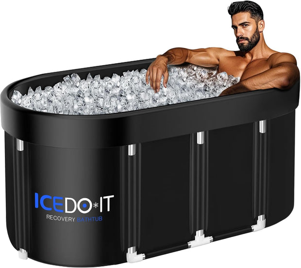 Upgrade 129 Gal XL Large Oval Ice Bath Tub for Athletes, Collapsible Cold Plunge Tub-Multiple Layered for Post-Exercise Recovery, Portable Bathtub for Home, Gyms, Indoor, Outdoor use
