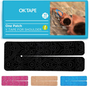 OK TAPE Precut Y-Shape Kinesiology Tape for Shoulder, Knee, Back, 10 Pcs, K Tape Strips, Provide Support & Relieve Discomfort, Water-Resistant Elastic Athletic Tape (3.5" x 10", Black)