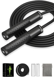 Weighted Jump Rope for Men, Women (1.5LB) - Alloy Steel Handles, Speed Skipping Rope, Gym,Indoor/Outdoor - Fitness, Workout, Boxing - Solid PVC & Cotton Rope