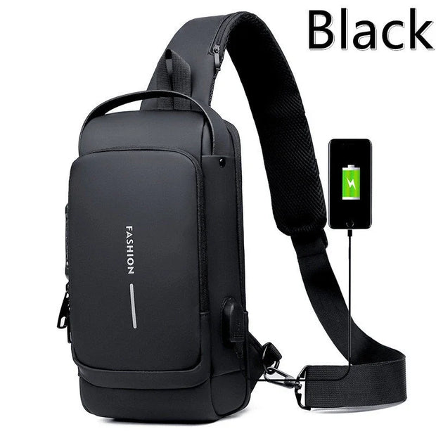 Newest Men's Anti-theft Chest Bag Shoulder Strap USB Rechargeable Crossbody School Short Distance Gym Men's Sports Backpack