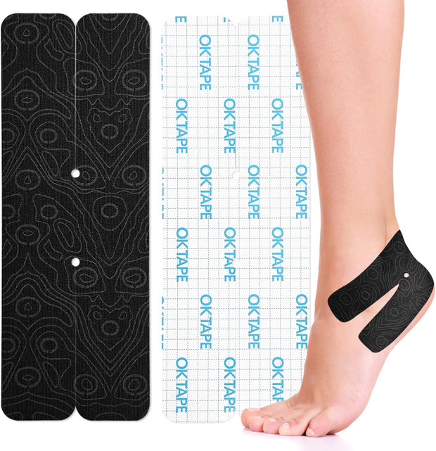 OK TAPE Kinesiology Tape for Ankle - 10 Precut Strips | Professional-Grade Water-Resistant & Breathable Ankle Tape for Sports Injury Recovery, Support, 10pcs, Pink