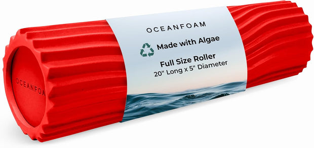 Oceanfoam Tidal Roller - Black - Muscle Massage Foam Roller for Back Pain & Stretching - Firm and Ergonomic Wide Wave Textured - Yoga, Athletics, & Wellness - Full Size, 20" x 5"