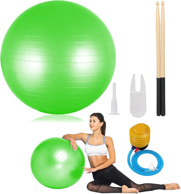 joyibay Cardio Drumming Equipment Set, Fitness Balance Ball with Pump & 3.2oz Cardio Drumming Sticks, Aerobic Exercise Ball for Workouts, Stability, Pilates, Yoga, Pregnancy Gymnastics