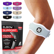 Sleeve Stars Tennis Elbow Brace for Women - Adjustable Tennis Elbow Strap, Golfers Elbow Brace for Men, Counterforce Brace for Tennis Elbow for Tendonitis Relief, Fits 9"-23" (Single/Black)
