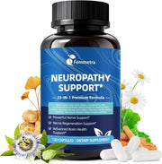 Nerve & Peripheral Neuropathy Support Supplement with 1200mg R-Alpha Lipoic Acid L-Carnitine Vitamin B12 B1 B6 D3 E Folate Lions Mane NAC Magnesium Turmeric - Liver Detox, Antioxidant & Mental Support