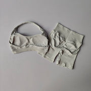 Sexy Halter Neck Beautiful Back High Waist Peach Sports Bras Shorts Suit Pilates Gathering Yoga Vest Training Fitness Bra Sets