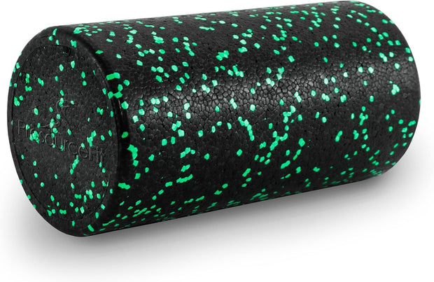 ProsourceFit High Density Foam Rollers 12 - inches Long, Firm Full Body Athletic Massage Tool for Back Stretching, Yoga, Pilates, Post Workout Muscle Recuperation, Black/Green