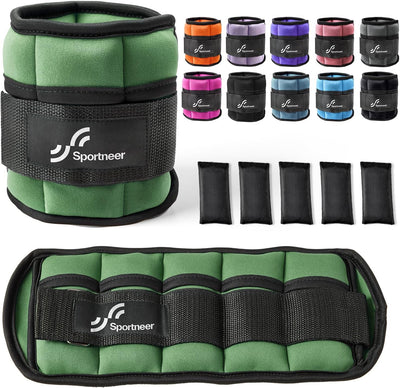 Sportneer Adjustable Ankle Weights 1 Pair 2 4 6 8 10 Lbs Leg Weight Straps for Women Men, Weighted Ankle Weights Set for Gym,Fitness, Workout,Walking, Jogging,1-5 lbs Each Ankle, 1 Pair 2-10 lbs