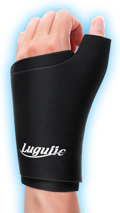 Wearable Thumb Wrist Ice Pack-Hot Cold Compress Hand Finger Ice Pack,Reusable for Injuries,Carpal Tunnel,Arthritis,Tendonitis,De Quervain's Tenosynovitis, Swelling & Bruises Black-S/M