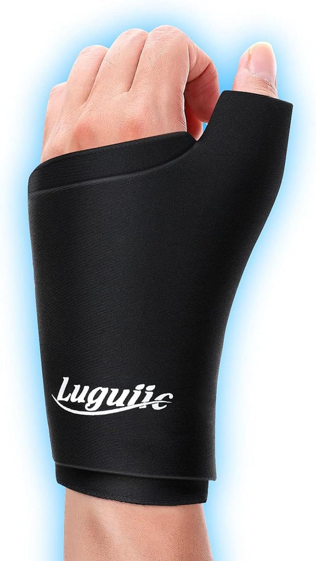 Wearable Thumb Wrist Ice Pack-Hot Cold Compress Hand Finger Ice Pack,Reusable for Injuries,Carpal Tunnel,Arthritis,Tendonitis,De Quervain's Tenosynovitis, Swelling & Bruises Black-S/M