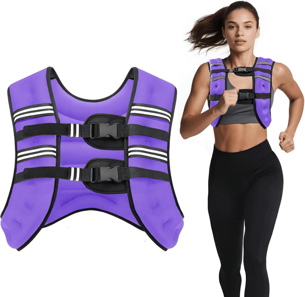 Weighted Vest for Woman Men, 6lb/8lb/12lb/16lb/20lb/30lb Weight Vest with Reflective Stripe, Weight Vests Adjustable for Walking, Weight Loss, Training, Running