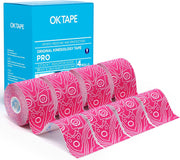 OK TAPE PRO Kinesiology Tape Uncut Roll, Elastic Physical Therapy Athletic Tape for Pain Relief, Muscle Support, Kinetic Tape, Water Resistant, 2in X 16.4ft -Black Gray 2 Rolls