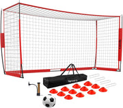 Portable Soccer Goal, Detachable 12x6 FT Soccer Goals Net for Backyard, Quick Setup Training Equipment with 1 Carry Bag, 1 Football, 12 Training Cones