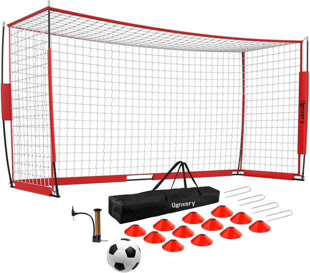 Portable Soccer Goal, Detachable 12x6 FT Soccer Goals Net for Backyard, Quick Setup Training Equipment with 1 Carry Bag, 1 Football, 12 Training Cones