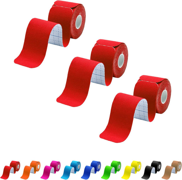 Kinesiology Tape Precut 3 Rolls, Athletic Sports Tape for Muscle Joints Support, 60 Strips for Knee Ankle Shoulder Wrist, Latex Free and Water Resistant, Pink