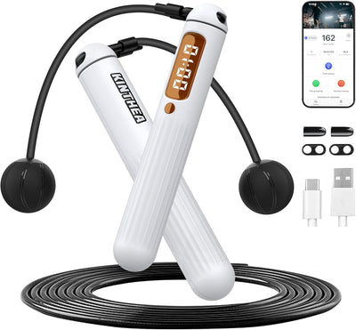 KINTHEA 2 in 1 Smart Jump Rope, APP Control & Data Record, Cordless Jumping Rope with Counter for Women, Men, All Age, Adjustable Skipping Rope for Cardio Fitness in Limited Home Space & Outdoor