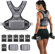PACEARTH Adjustable Weight Vest 4-10lbs / 11-20lbs / 20-32lbs X-Shape Weighted Vest for Women and Men, Home Workout Ironsand Vest with Zipper Pouch and 6 Weight Packs, Available in Pink, Gray, Black