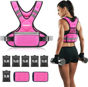 PACEARTH Adjustable Weight Vest 4-10lbs / 11-20lbs / 20-32lbs X-Shape Weighted Vest for Women and Men, Home Workout Ironsand Vest with Zipper Pouch and 6 Weight Packs, Available in Pink, Gray, Black