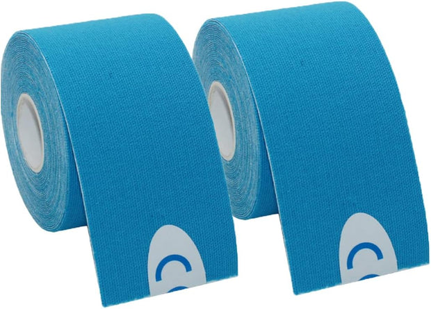 OBTANIM 4 Rolls Waterproof Breathable Kinesiology Tape, Athletic Elastic Kneepad Muscle Pain Relief Knee Taping for Gym Fitness Running Tennis Swimming Football (Black, Skin, Pink, Light Blue)