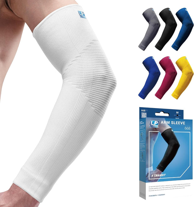 LP SUPPORT 668 Elbow Compression Sleeve Brace, Tennis and Golfer’s Elbow, Tendonitis, For Workouts, Men & Women (1-Pack)