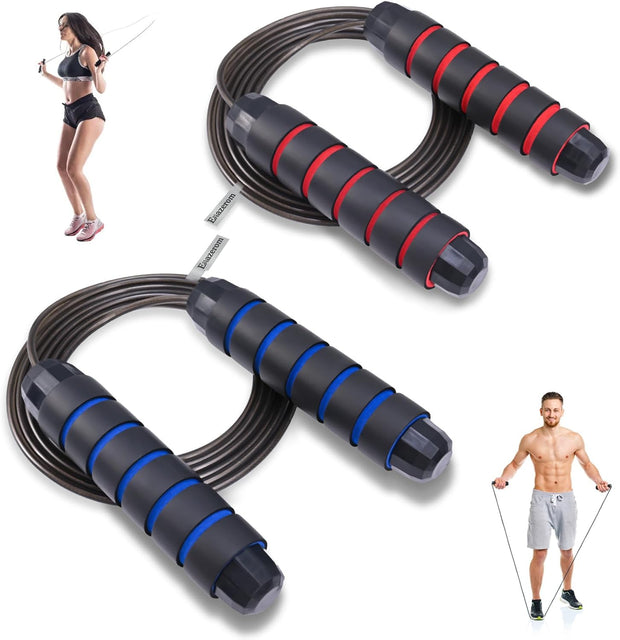 Jump Rope for Women Men Kids, Adjustable Skipping Rope with Ball Bearings, Professional Jumping Rope with Foam Handles, Tangle-Free Rapid Speed Jump Ropes for Fitness Workout Boxing Exercise