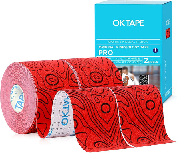 OK TAPE PRO Kinesiology Tape Uncut Roll, Elastic Physical Therapy Athletic Tape for Pain Relief, Muscle Support, Kinetic Tape, Water Resistant, 2in X 16.4ft -Black Gray
