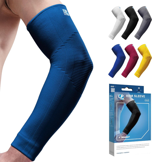 LP SUPPORT 668 Elbow Compression Sleeve Brace, Tennis and Golfer’s Elbow, Tendonitis, For Workouts, Men & Women (1-Pack)