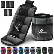 Sportneer Adjustable Ankle Weights for Women and Men 7 lbs/Pair Adjustable Leg Weights with Secure Straps, Strength Training Weighted for Yoga, Walking, Running, Aerobics, Gym, Physical Therapy