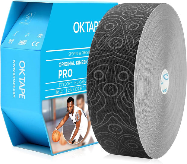 (2in X 103 Feet) OK TAPE PRO Bulk Kinesiology Tape, Original Elastic Latex Free Kinesiology Therapeutic Tape, Free Cut Printed