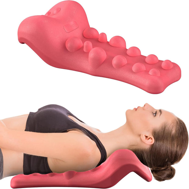 Neck and Shoulder Relaxer with Upper Back Massage Point, Cervical Traction Device Neck Stretcher for TMJ Pain Relief and Cervical Spine Alignment Chiropractic Pillow (Grey)