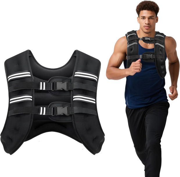 Weighted Vest for Woman Men, 6lb/8lb/12lb/16lb/20lb/30lb Weight Vest with Reflective Stripe, Weight Vests Adjustable for Walking, Weight Loss, Training, Running