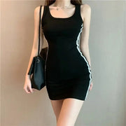 Summer Women Casual Sheath Dress Lady Spaghetti Strap Sleeveless Sexy Stretch Slim Dress Vestidos