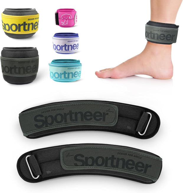 Sportneer Ankle Weights 0.5/1/2/3/5 LBS 1 Pair Wrist Leg Arm Weights for Women Men Kids Child with Adjustable Straps, Strength Weighted for Jogging Running Walking Fitness Gym Workout