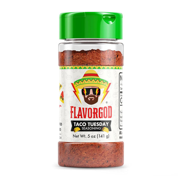 Taco Tuesday Seasoning Mix by Flavor God - Premium All Natural & Healthy Spice Blend for Grilling Chicken, Beef, Seafood, Vegetables, Salad, Ravioli, Pizza, & Pasta - Kosher, Gluten-Free, Dairy-Free, Vegan, Keto Friendly