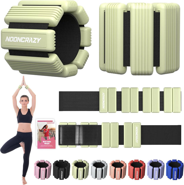 Pilates Wrist Ankle Weights for Women, Wearable Strong Arm & Leg Weights Set of 2(1 lb/2.2 lbs Each), Adjustable Ankle Weights for Walking, Yoga, Dance, Barre, Gym